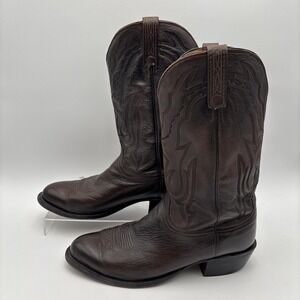 Lucchese 2000 Vintage T3099R4 Walnut Brown Leather Cowboy Boots Mens Size 11.5EE